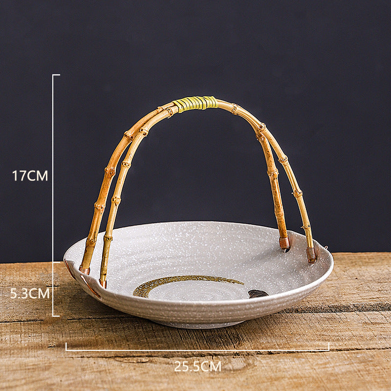 Creative Ceramic Dish Plate Handheld Basket Hotel Specialty Plate Fruit Plate Nut Plate Restaurant Ceramic Plate Display Plate