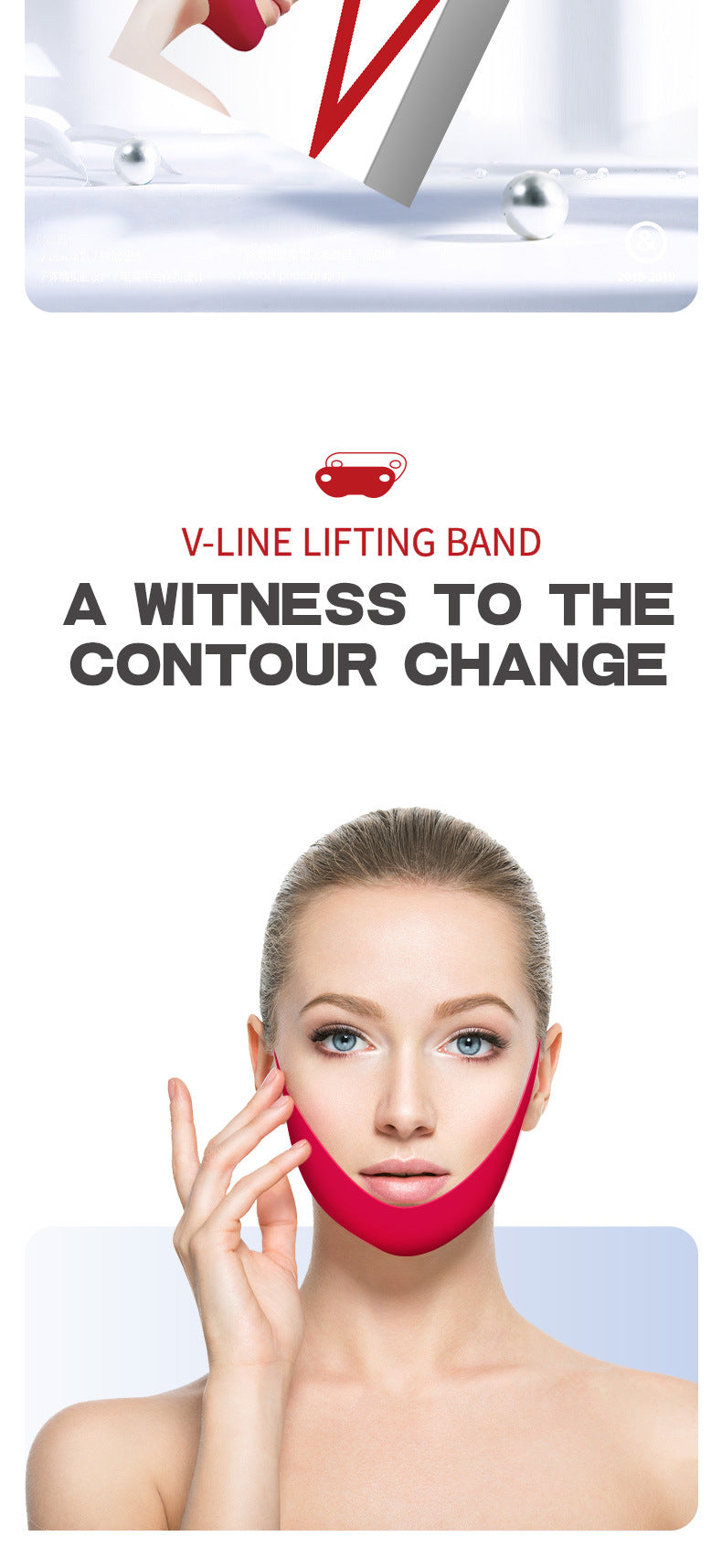 Cross-Border V Face Mask English red V Type Lifting Chin Patch Hydrogel Ear Hanging Mask Lifting Bandage In Stock