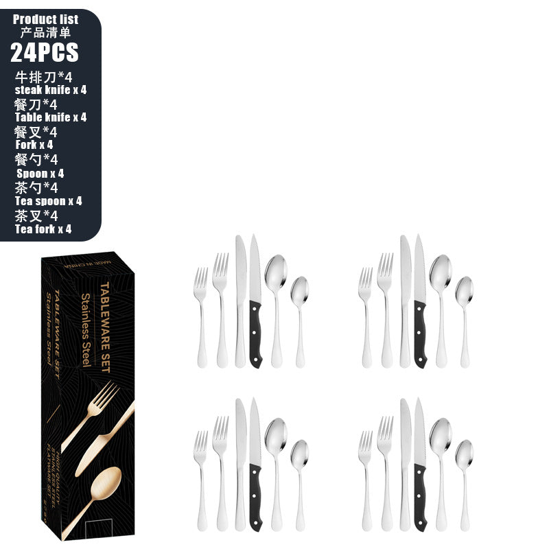 Tableware set Stainless Steel Tableware Set8Set of Cutlery, Fork, and Spoon for One Person48Set of Steak Knives in Color Box