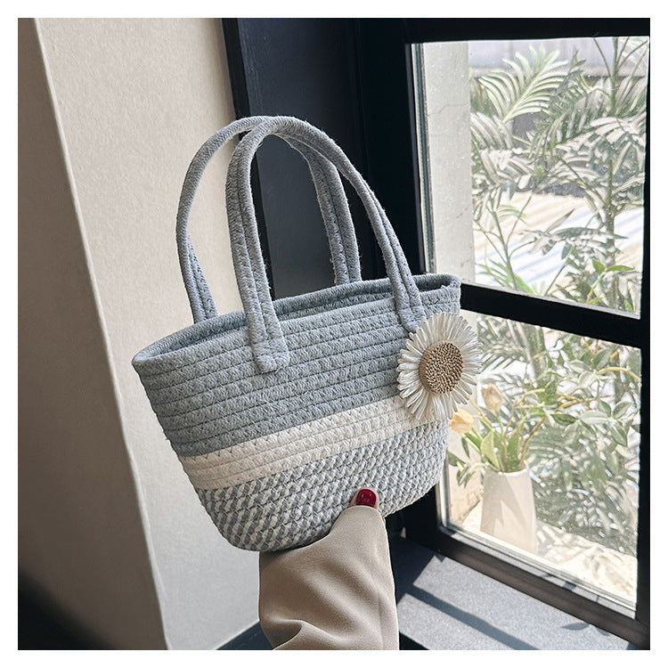 Hand-Woven Bag Women2025New Ethnic Style Straw Bag Forest Style Beach Large Capacity Basket Bag