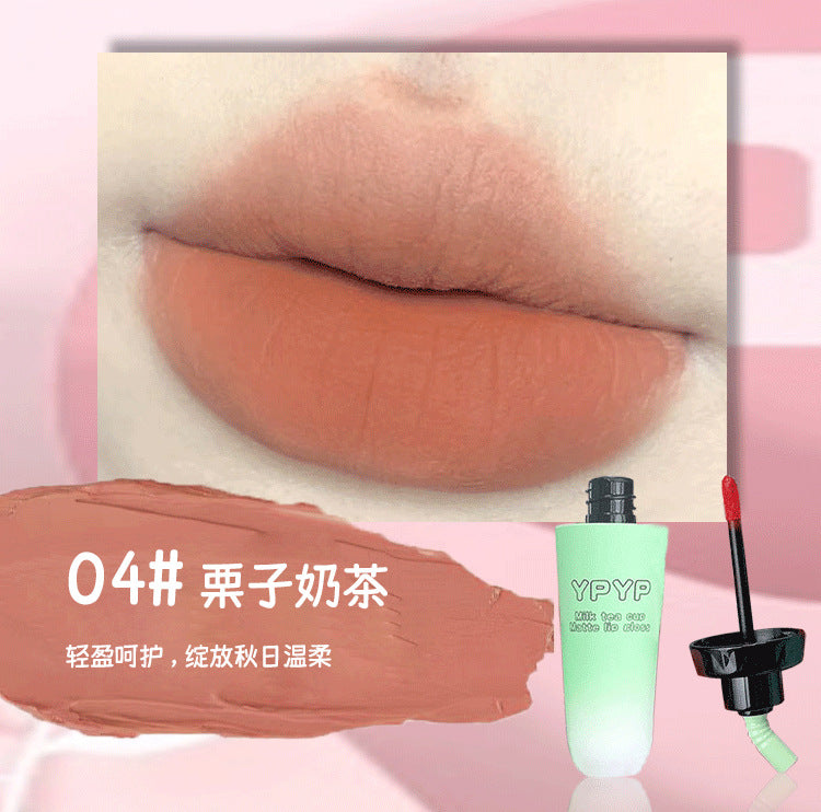 YPYP Milk Tea Cup Lip Mud Velvet Matte Matte Whitening Non-stick Cup Lipstick Lip Glaze Student Party Affordable Makeup Women