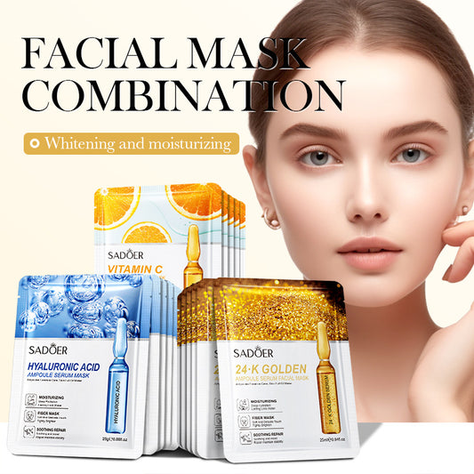 Full English Ampoule Essence Mask SADOER Hyaluronic Acid Hydrating Vitamin C Moisturizing Cross-Border Wholesale
