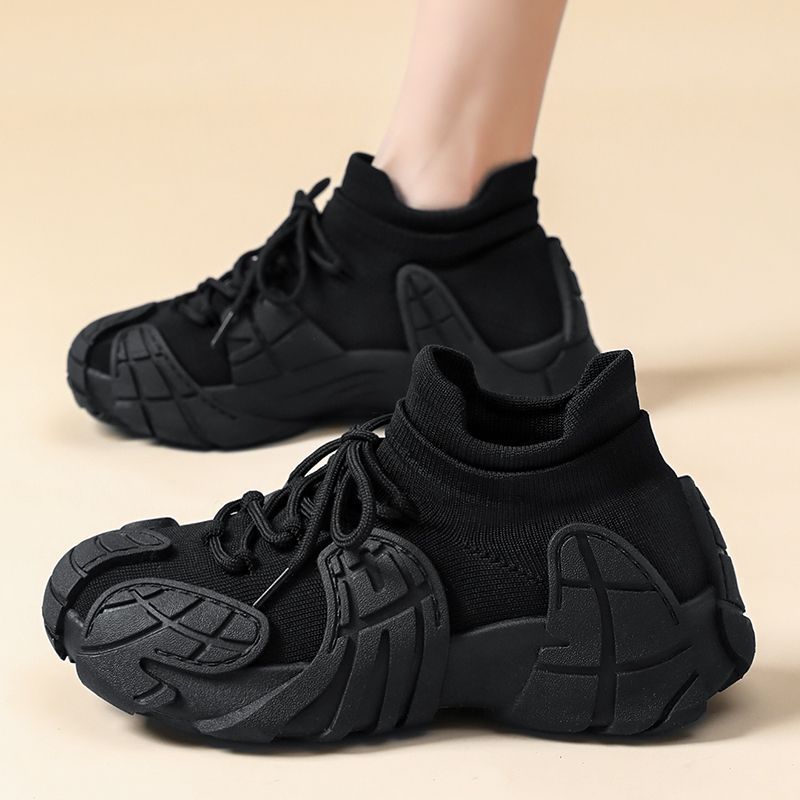 Women's Shoes Spring and Autumn Thick-Soled Dad Shoes Breathable Flyknit Sock Sneakers Women's Octopus Casual Shoes Height-Increasing Shoes