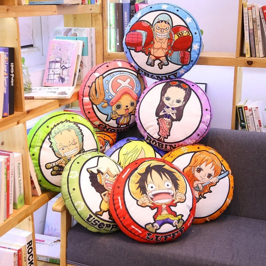 New One Piece Round Pillow Anime Merchandise Luffy Chopper One Piece Double-Sided Print Nap Cushion In Stock