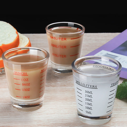 Wholesale Glass Small Round Cup Espresso Cup Double Measurement Baking Coffee Extraction Cup Thickened Liquor Cup Ounce Cup