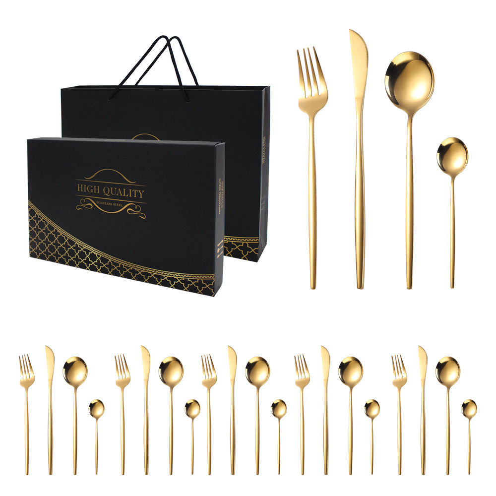 24 pcs stainless steel knife fork and spoon set cutlery set