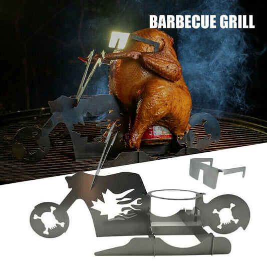 Chicken Stand Motorcycle BBQ Motorcycle Chicken Grill Stainless Steel BBQ Rack BBQ Stand