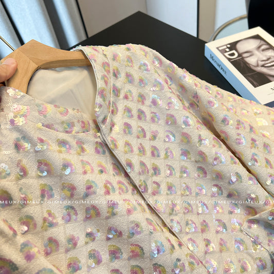 2025New Style Chanel-Inspired Short Coat for Women, Spring Design with High-End Feel, Heavy Sequins, Elegant Socialite Slimming Top