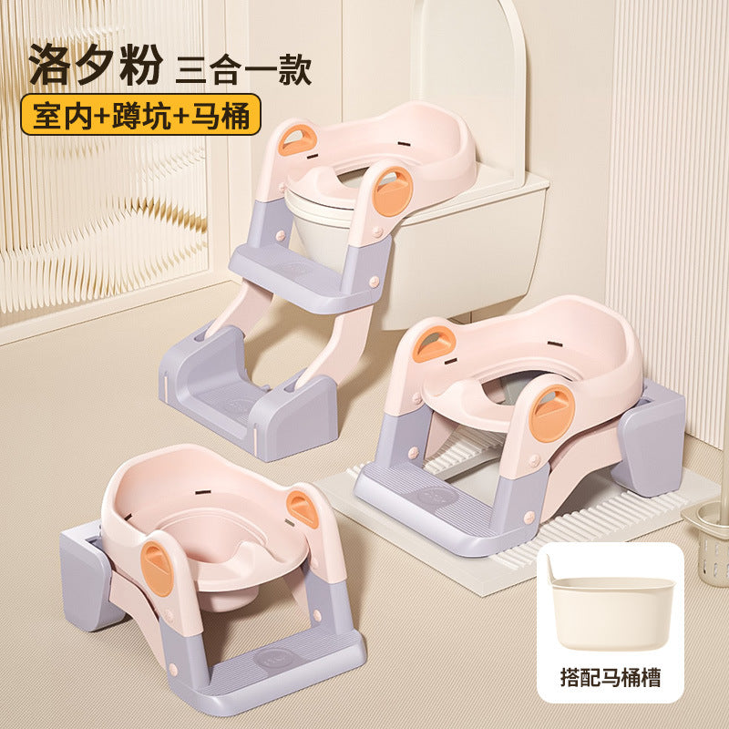【Same Low Price】Children's Toilet Step Ladder Foldable Baby Potty Training Aid Boys and Girls Infant Handrail Toilet Step Ladder