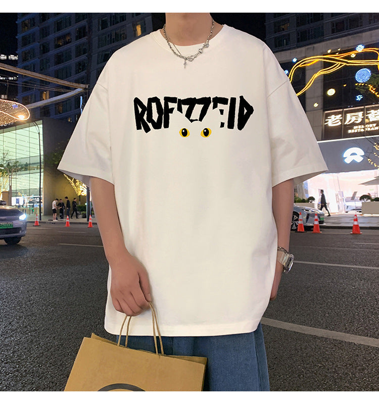 Short Sleeve T Men's Summer New Heavyweight Pure Cotton Crew Neck T-Shirt Large Size Loose Fit Men's Short Sleeve ins Fashion brand top