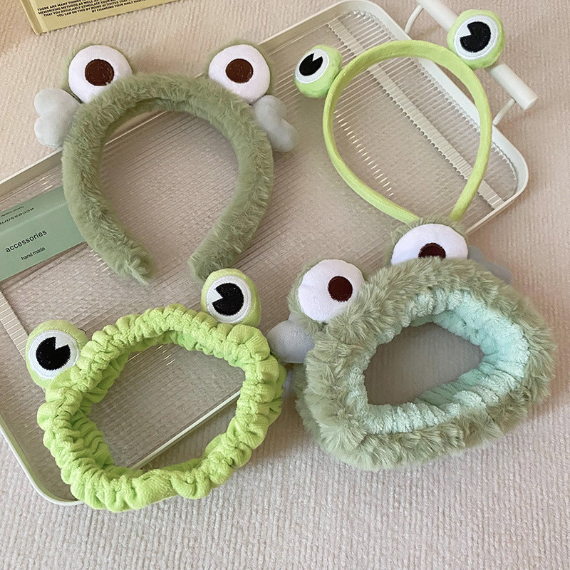 Cute Big Eyes Plush Frog Headband for Washing and Makeup, Non-Slip Daily Versatile Hair Accessory for Women Wholesale