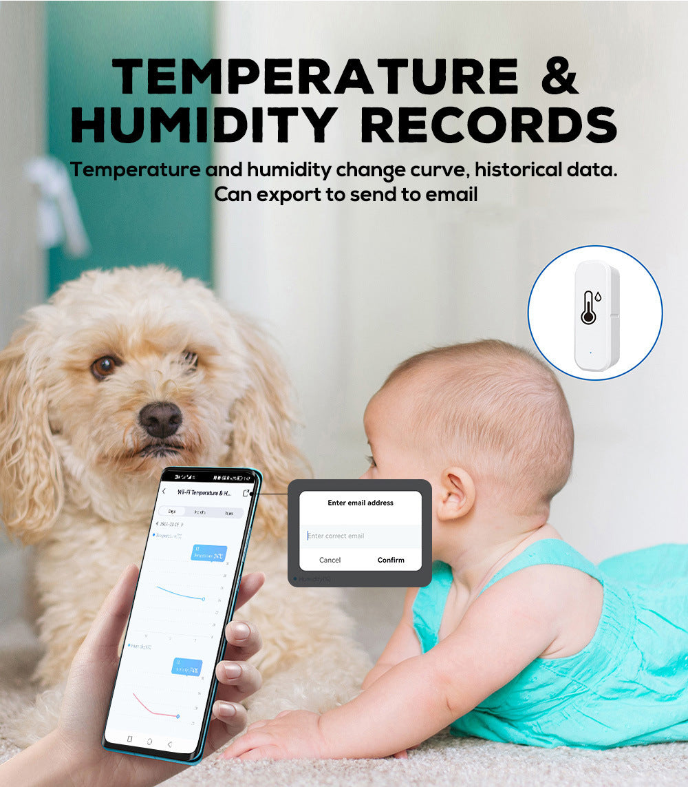 Tuya Graffiti wifi Bluetooth temperature and humidity meter detector indoor WIFI Temperature and Humidity Detector WiFi Sensor