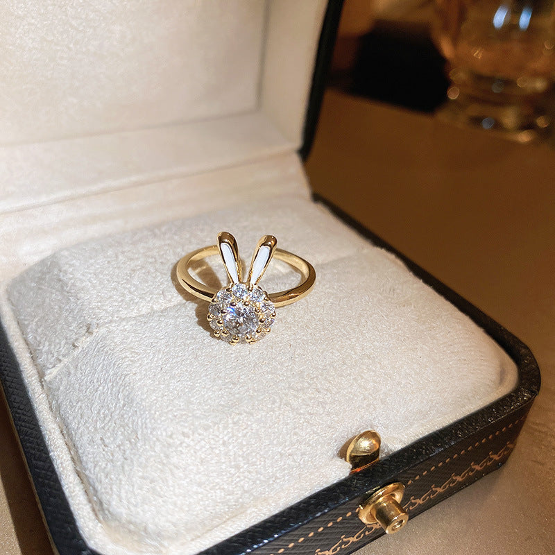 Real Gold Plated Baroque Pearl Tulip Flower Open Ring Korean Fresh Sweet Forest Style Light Luxury Jewelry