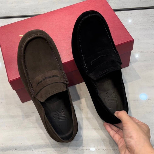 Light Luxury Men's Shoes Pure Leather Summer Business Casual Slip-On Loafers Lazy Driving Suede Leather Shoes Soft Sole Shoes