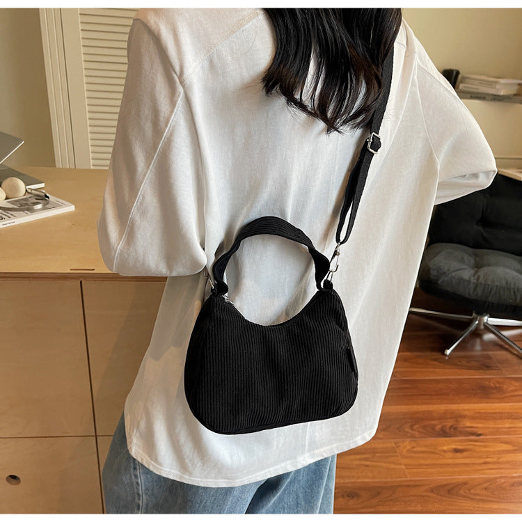 2024New Casual Large Capacity Women's Shoulder Bag Trendy Corduroy Versatile Crossbody Bag Trendy Bag Cross-Border Hot Item