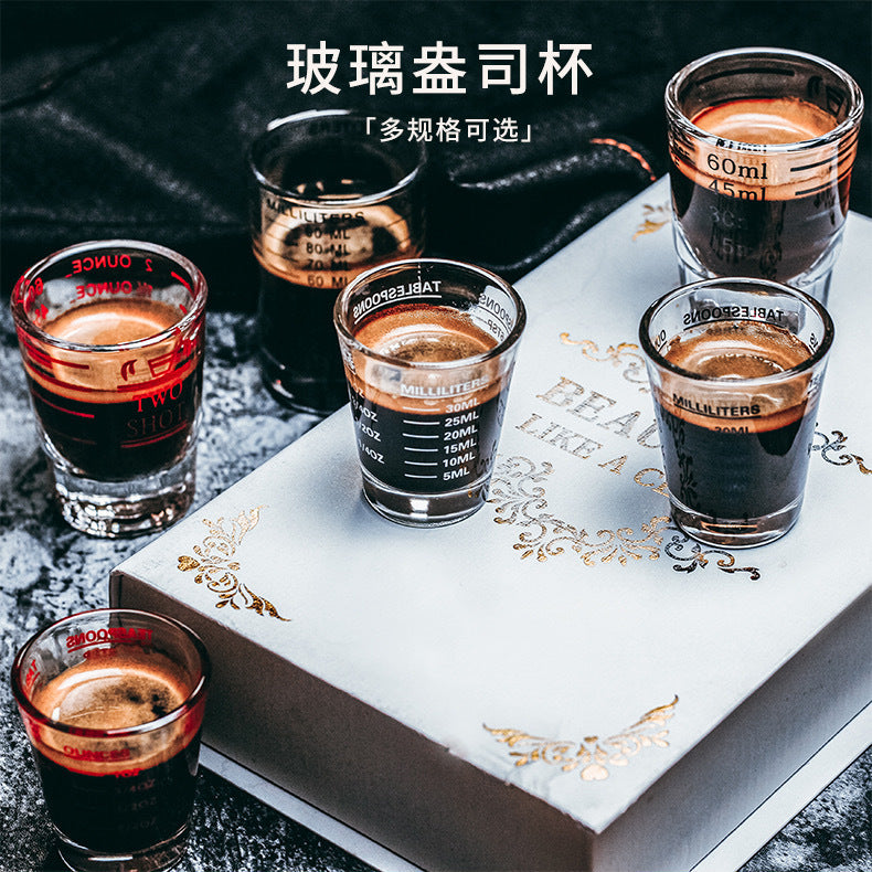 Wholesale Glass Small Round Cup Espresso Cup Double Measurement Baking Coffee Extraction Cup Thickened Liquor Cup Ounce Cup