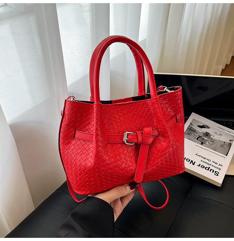 Korean style Niche Sweet Girl Handbag2025New high-end vegetable basket woven bag single shoulder crossbody bag