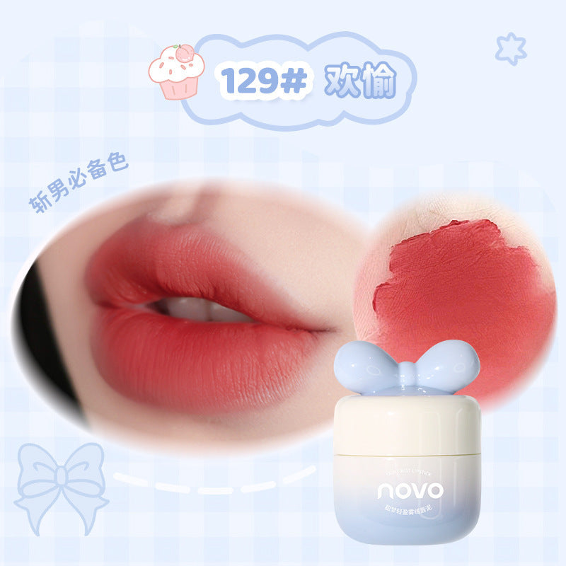 NOVO Little Mushroom Milk Jar Lip Mud Lip Jelly Velvet Matte Waterproof Lipstick Not Easy To Fade Non-stick Cup Lipstick Makeup