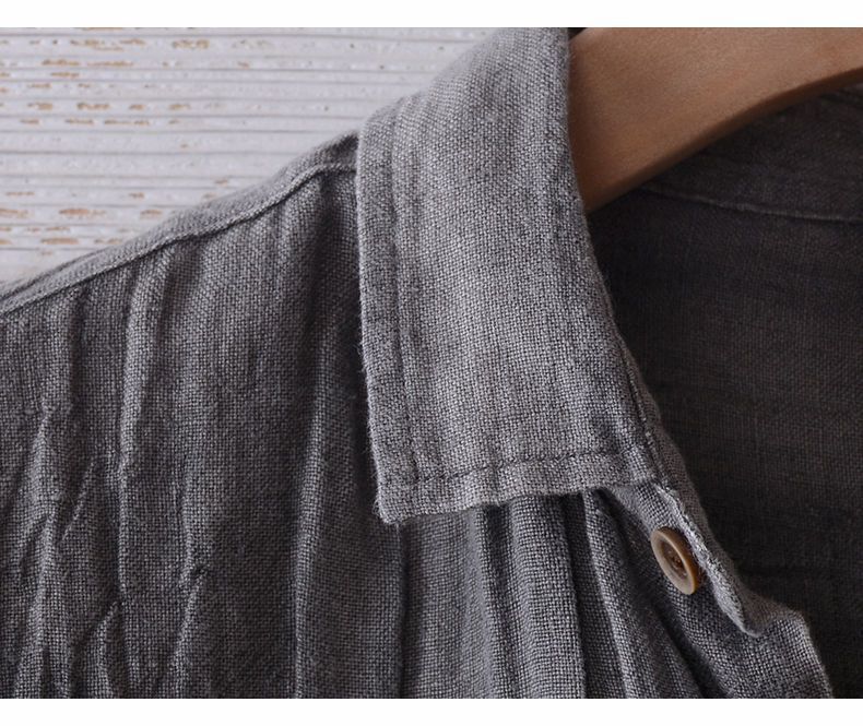 Japanese Retro Linen Short Sleeve Shirt Men's Summer Casual Thin Breathable Loose Half Sleeve Cotton Linen Shirt