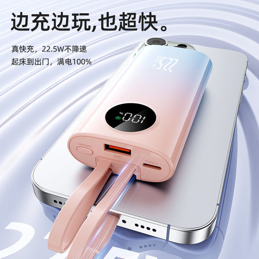 22.5W Fast Charging Mobile Power Supply10000mAh High Capacity Mini with Cable PD20W Two-Way Fast Charging Power Bank