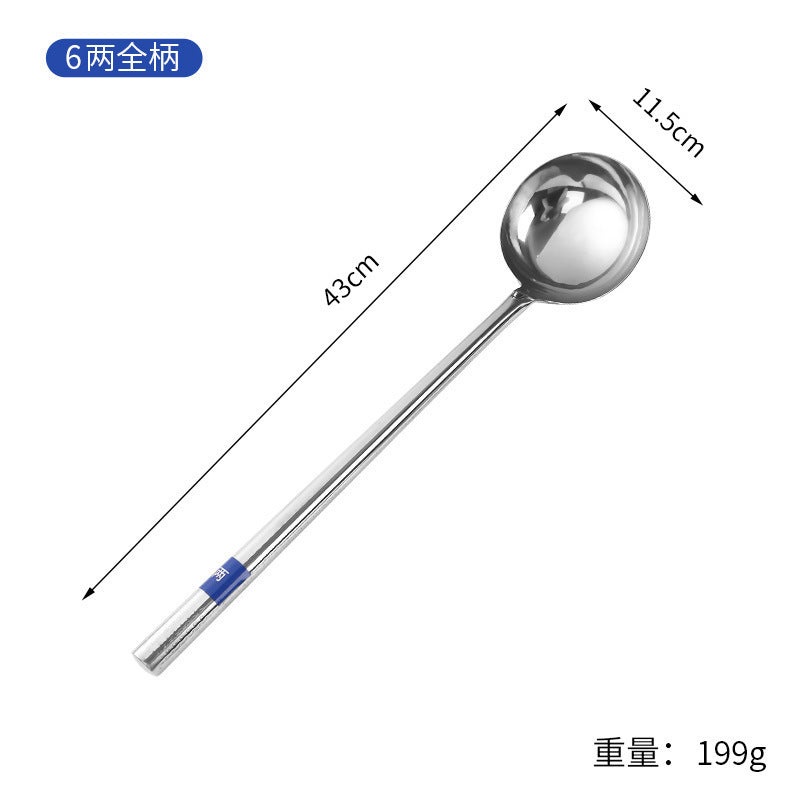 Stainless Steel Stir-Fry Spoon Chef's Stirring Spoon Long Handle Soup Spoon Serving Spoon Stir-Fry Spoon Kitchen Spatula Wooden Handle Pot Spatula Spoon