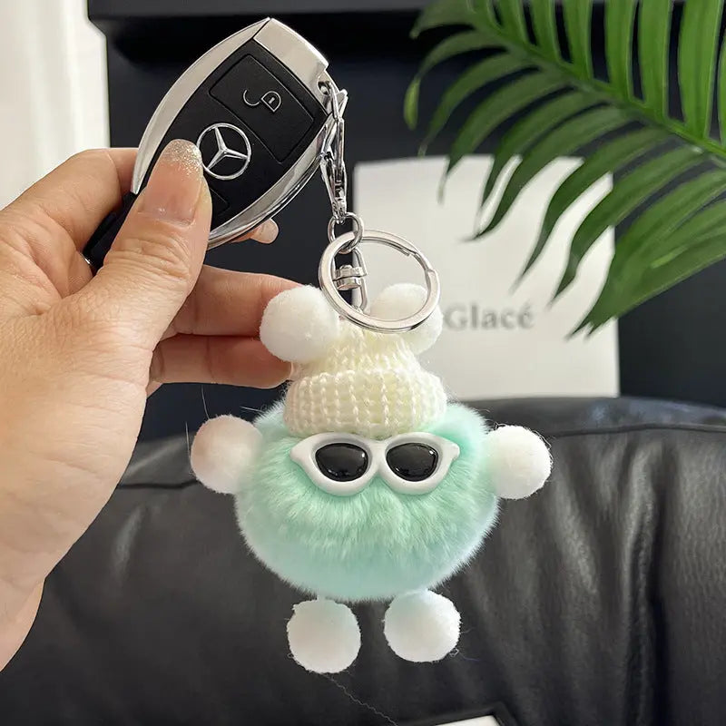 Rex Rabbit Fur Small Coal Ball Keychain Small Pendant Big Eyed Cartoon Plush Backpack Pendant High-end Small Gift http://detail.1688.com/offer/969101839202.html
