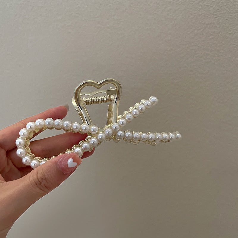 Pearl Large Star Clip Hair Clip Korea ins Fashionable Light Luxury Shark Clip Hair Claw Back of Head Side Hair Accessory for Women