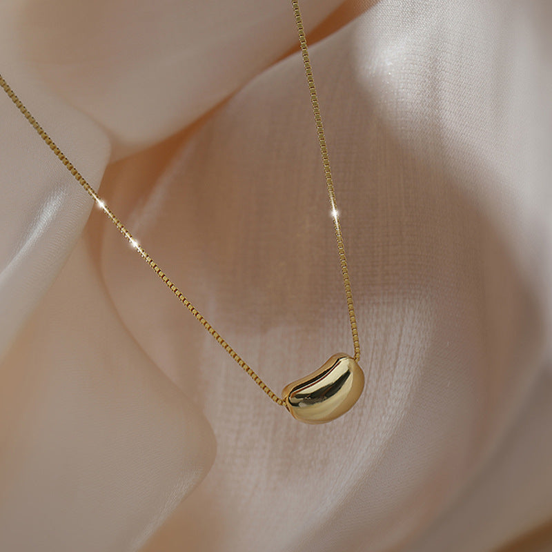 18K Real Gold Plated Moon Heart Pendant Necklace Simple Versatile Elegant Collarbone Chain Light Luxury High-End Necklace