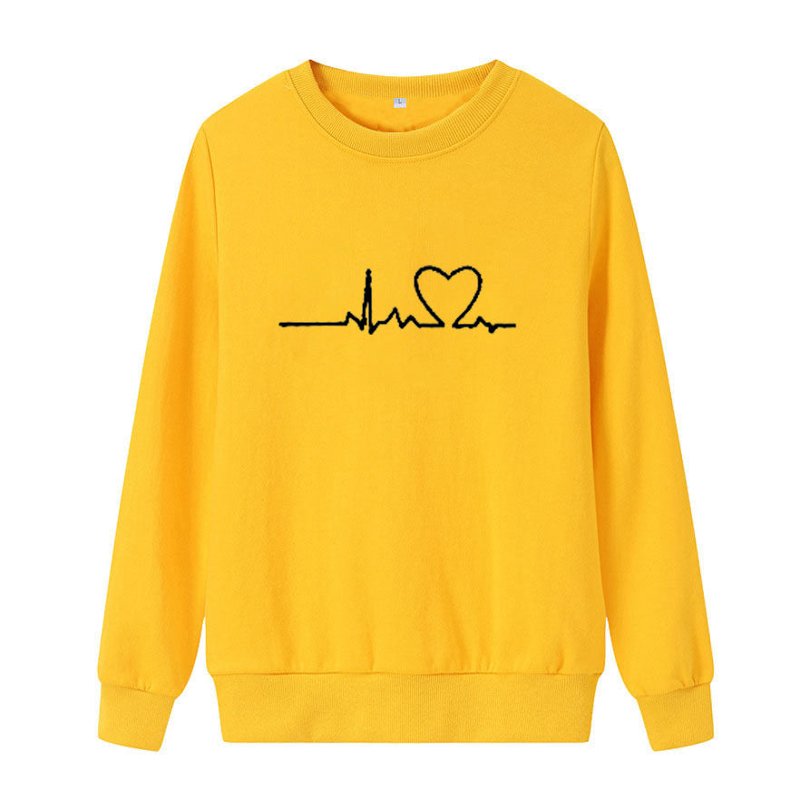 Cross-Border2024New Autumn Winter Round Neck Sweatshirt Casual New Style Couple Large Size Loose High-end Feel Printed Top