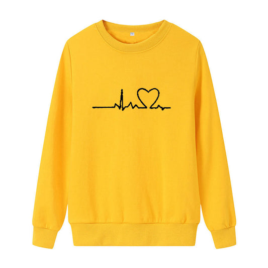 Cross-Border2024New Autumn Winter Round Neck Sweatshirt Casual New Style Couple Large Size Loose High-end Feel Printed Top