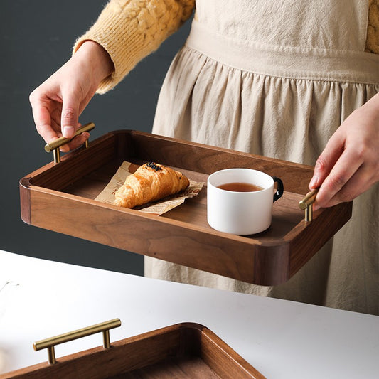 Black Walnut Tea Cup Tray Wooden Tray Household Wooden Tea Cup Tray Wooden Cutlery Plate Bread Plate Hotel