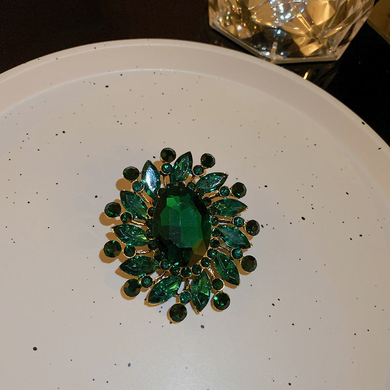 Real Gold Plated Zircon Flower Brooch Niche Light Luxury High-end Elegant Brooch High-end Women's Dress Accessories Wholesale