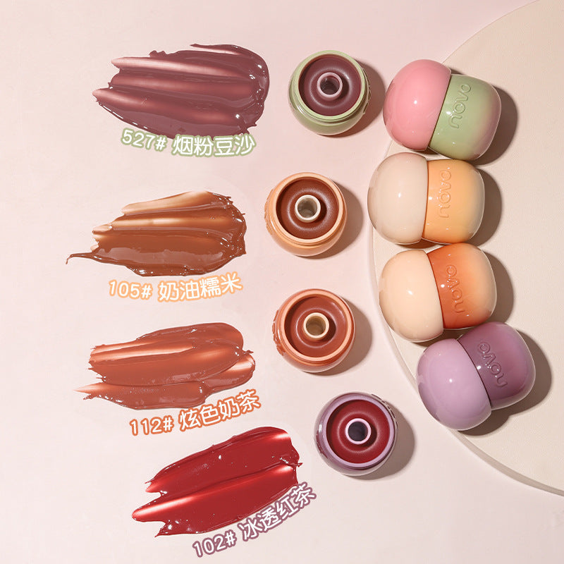 NOVO Little Mushroom Milk Jar Lip Mud Lip Jelly Velvet Matte Waterproof Lipstick Not Easy To Fade Non-stick Cup Lipstick Makeup