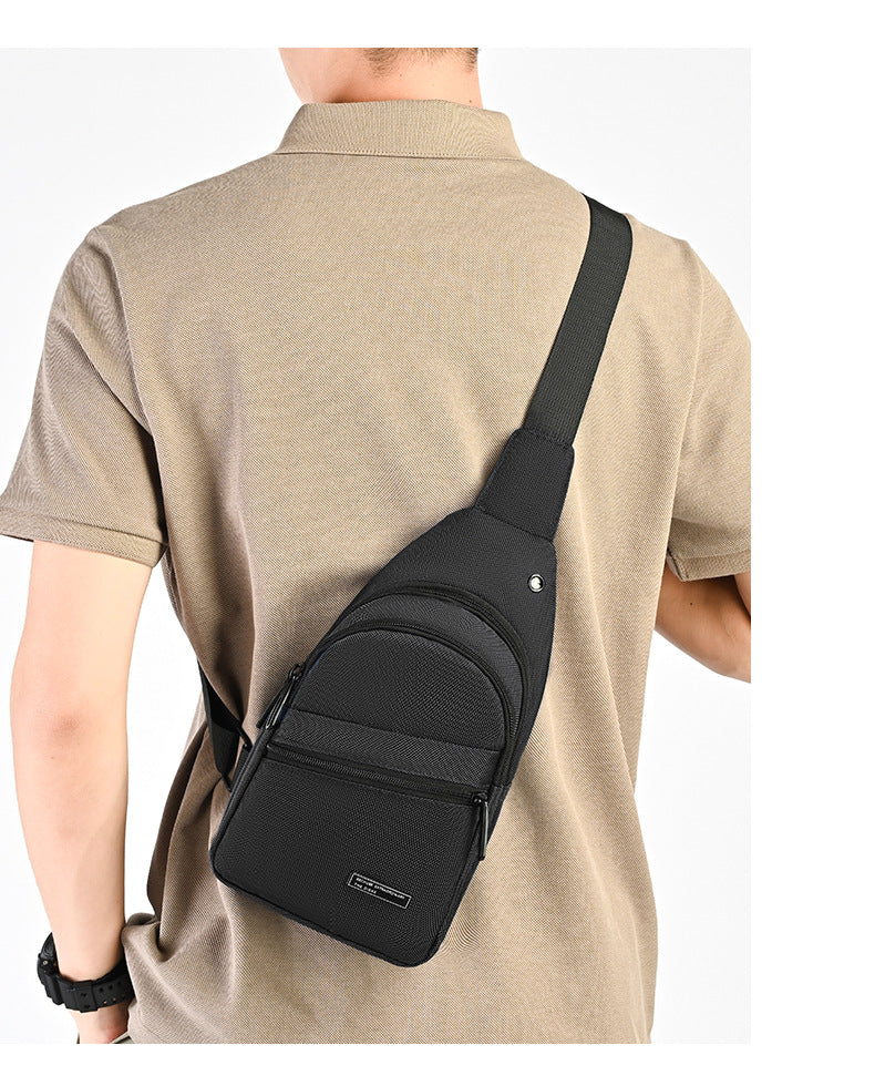 Silk Chest Bag Autumn New Large Capacity Casual Men's Bag Lightweight Simple Water-Resistant Oxford Cloth Crossbody Backpack