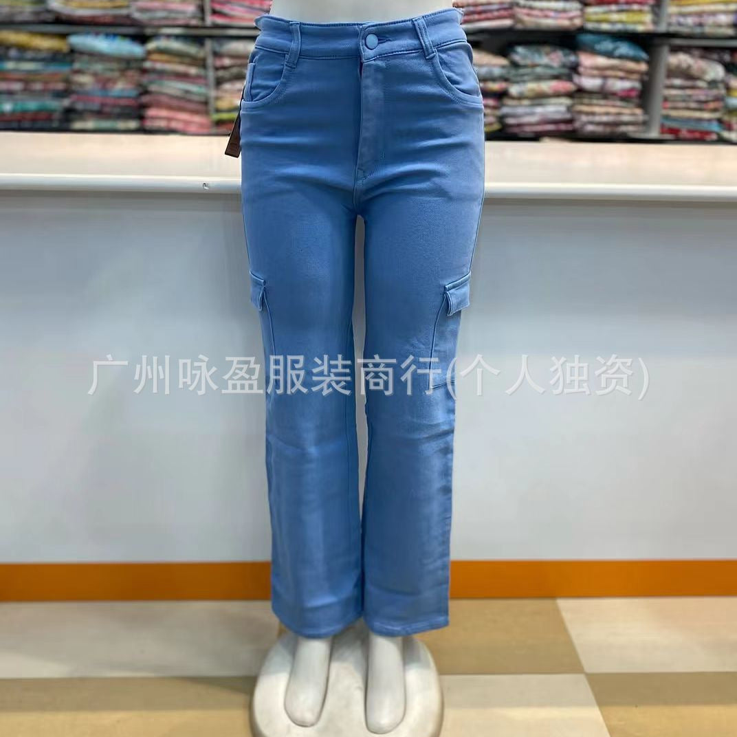 Simple pocket jeans Multi-pocket Women's Jeans Cargo Pants Wholesale cargo jeans