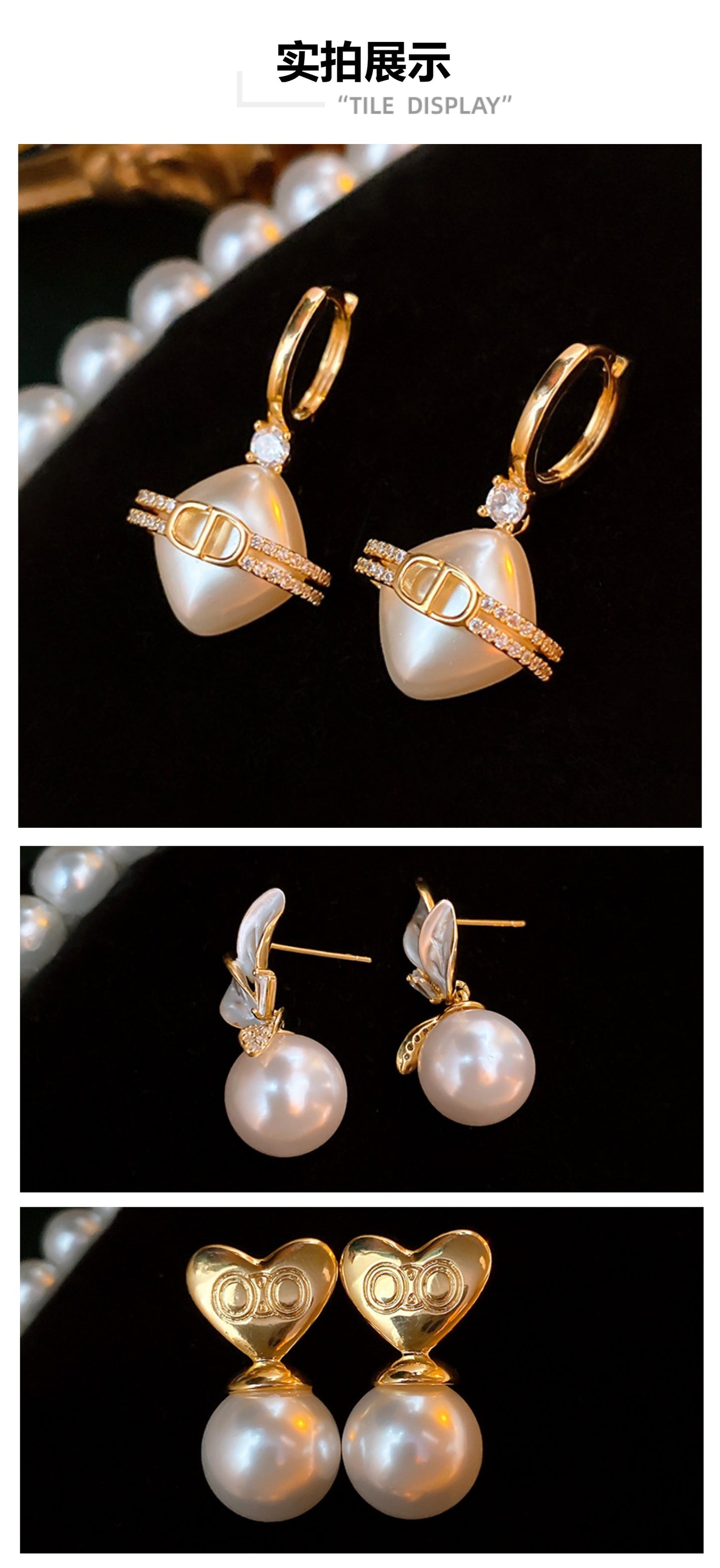 Pearl Earrings with a Sense of Sophistication Real Gold Electroplated Silver Needle French Retro Palace Style Earrings Versatile Ear Jewelry Wholesale