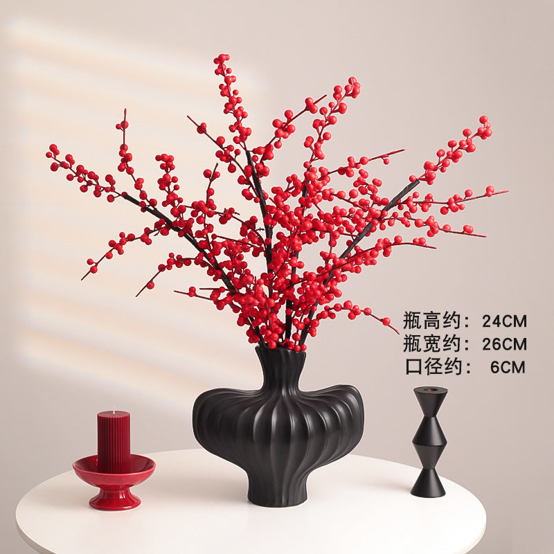 Wholesale Housewarming Gift Winter Green Red Fruit Artificial Flower Bouquet Decoration Ornament New Home Move-in Joy One Piece Dropshipping