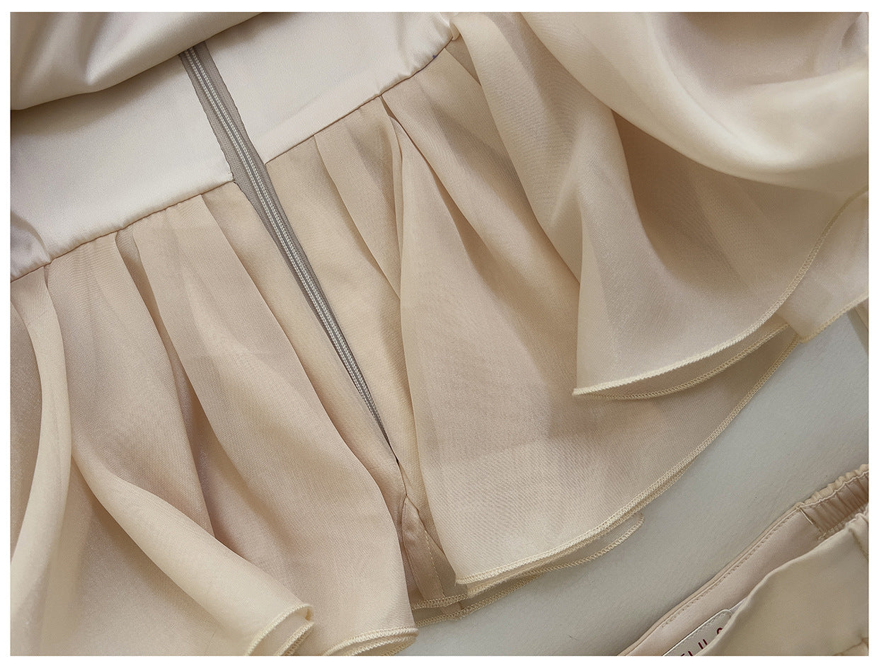 Yige Lila2025Early Autumn New Apricot Waist-Cinching Long Sleeve Coat Paired with Long Skirt 71443+51361