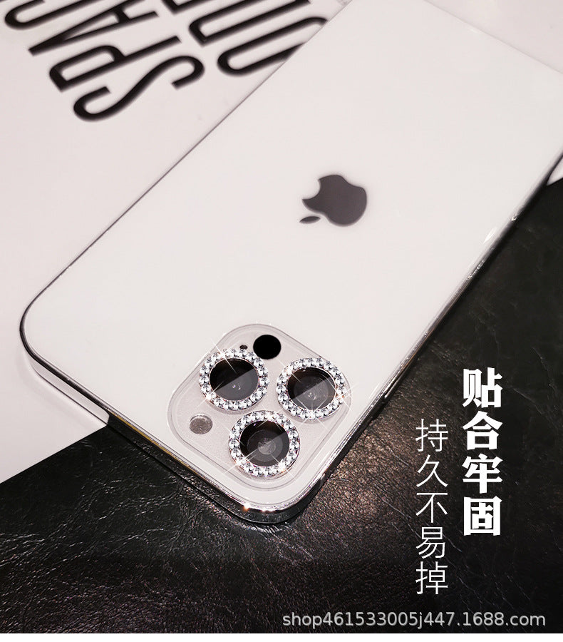 Suitable for Mobile Phone Flash Diamond Film Apple17Promax Diamond-encrusted Eagle Eye Lens Film Camera Rhinestone Metal Protective Ring