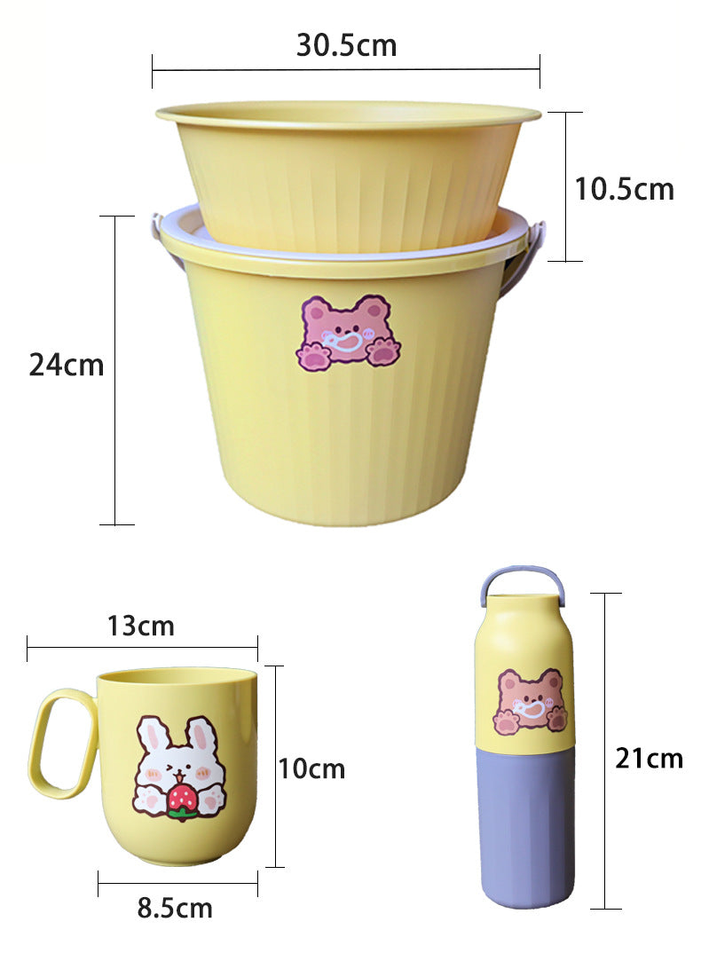 Back-to-School Season Toiletries Set Washbasin Bucket Tooth Cup Soap Dish Shoe Brush for Male and Female Students Dormitory11Set