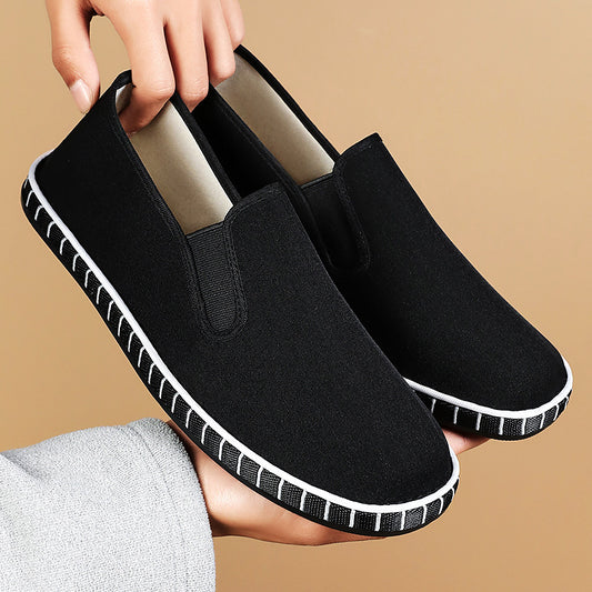 Old Beijing Cloth Shoes for Men, Spring New Breathable Comfortable Handmade Traditional Thousand-Layer Men's Cloth Shoes, Slip-On Lightweight Wear-Resistant