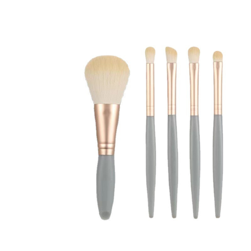 New5Mirror Box Makeup Brush Set with Window Mirror Eye Shadow Soft Bristles Affordable Portable Morandi