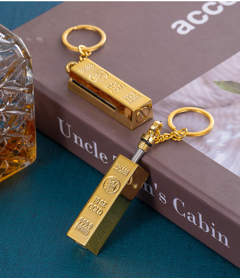 10,000 Matches Lighter Kerosene Outdoor Portable Keychain Gold Bar Shape Cigarette Lighter Men's Gift