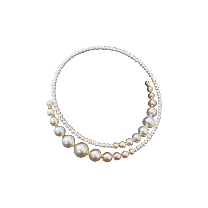 Irregular Cross Pearl Choker Versatile High-End Fashion Collarbone Chain French Retro Light Luxury Necklace for Women