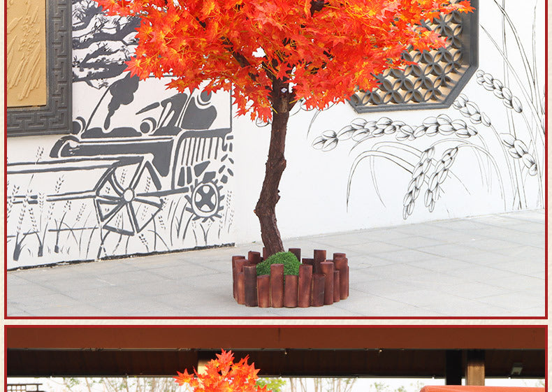 Artificial Red Maple Tree Maple Leaf Tree Indoor and Outdoor Decoration Maple Leaf Fake Tree Square Exhibition Hall Park Hotel Scene Layout Tree