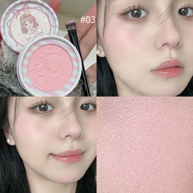 HERORANGE Little Fairy Embossed Blush Colorful Pure Desire Blush Purple Fine Shimmer Matte Contour Atmosphere Rouge595