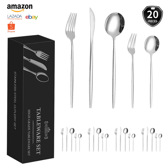 cutlery set Cross-border Amazon Portugal Stainless Steel Cutlery Set4Main item20Set of Knife, Fork, and Spoon