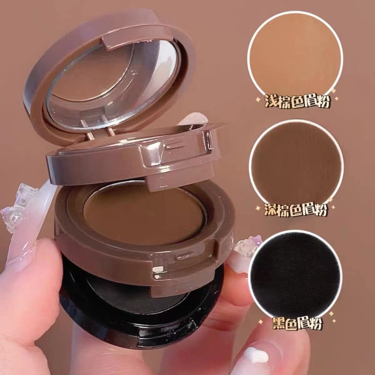 Capel Macaron Three-Layer Sandwich Eyeshadow Pearlescent Matte Flash Contour Earth Color with Mirror Nose Side Shadow