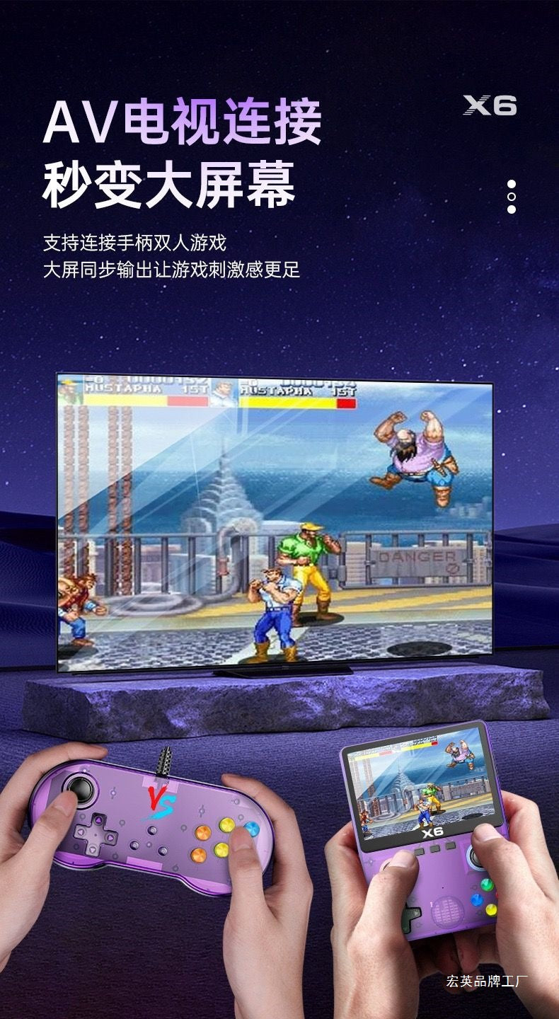 2025New handheld game console cyberpunk style transparent game console GBA Nostalgia SFC Rechargeable Large Screen Handheld Game Console