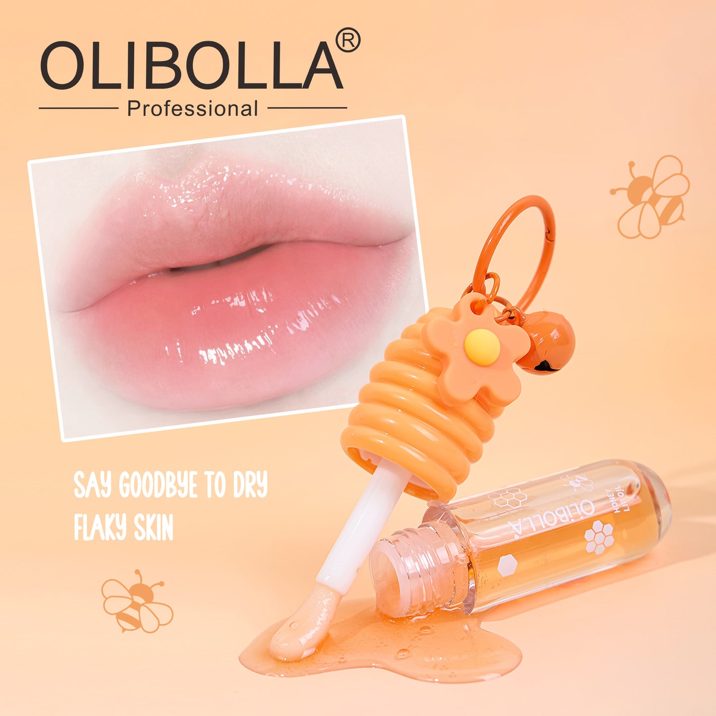 Cross-Border Makeup OLIBOLLA Hydrating Lip Oil Non-Stick Cup Long-Lasting Moisturizing Plumping Lip Gloss Wholesale Honey